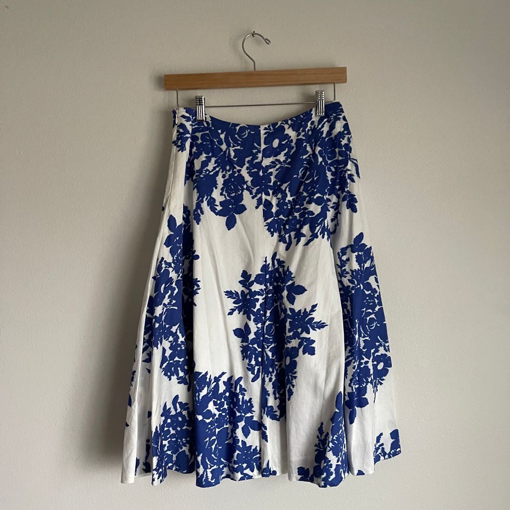 Vintage 90s Gap Floral Cotton A-line Midi Skirt - Picture 7 of 10